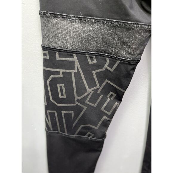 Victoria's Secret Pink Legging Womens small Bonded Crop Black Spellout - Picture 4 of 7